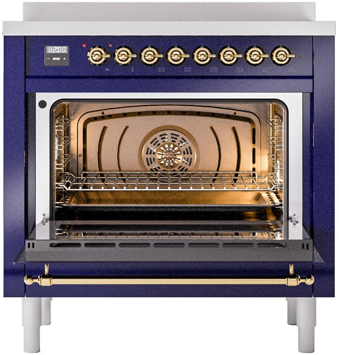 ILVE Nostalgie II 36 " Electric Range, Blue, Brass Trim UPI366NMPMBG