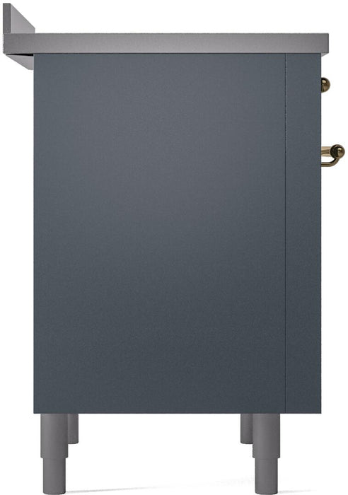 ILVE Nostalgie II 36" Electric Range, Blue Grey, Brass Trim UPI366NMPBGG