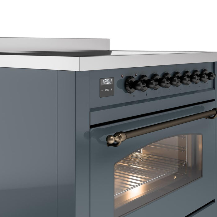 ILVE Nostalgie II 36 " Electric Range, Blue Grey, Bronze Trim UPI366NMPBGB