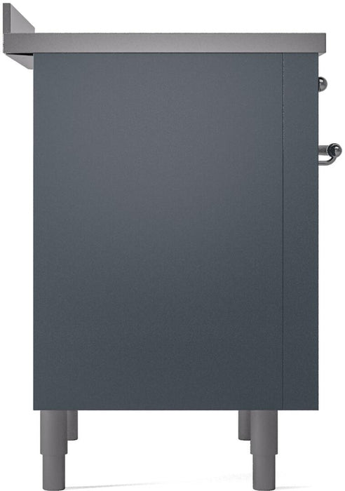 ILVE Nostalgie II 36" Electric Range, Blue Grey, Chrome Trim UPI366NMPBGC