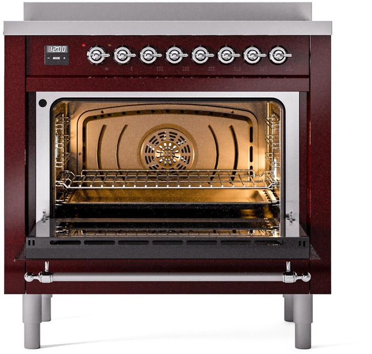 ILVE Nostalgie II 36 " Electric Range, Burgundy, Chrome Trim UPI366NMPBUC