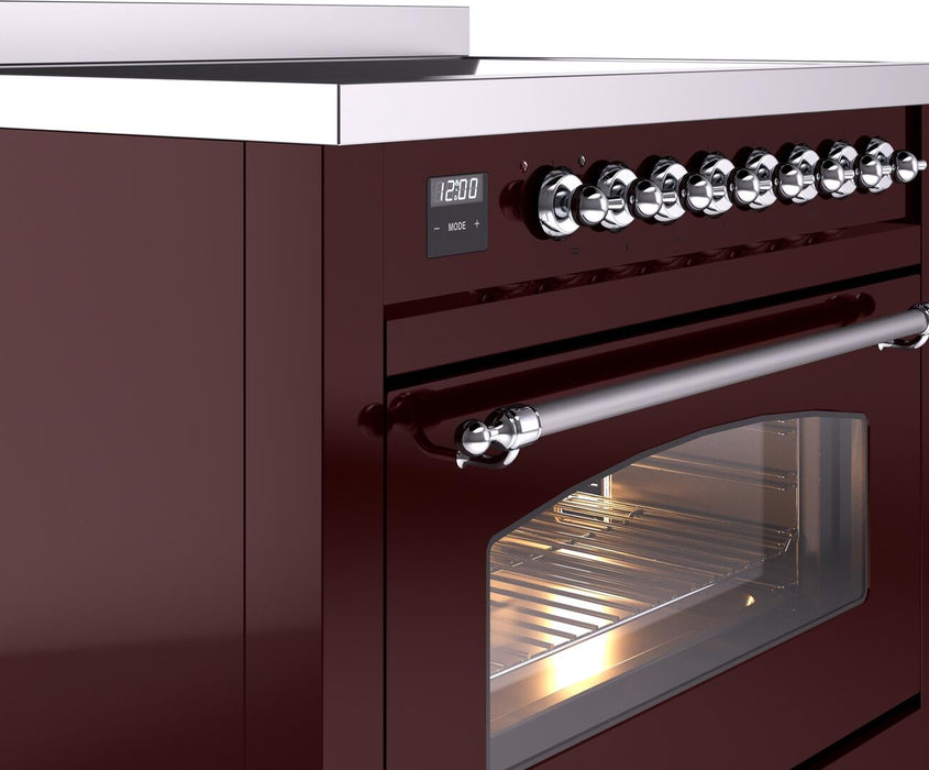 ILVE Nostalgie II 36 " Electric Range, Burgundy, Chrome Trim UPI366NMPBUC