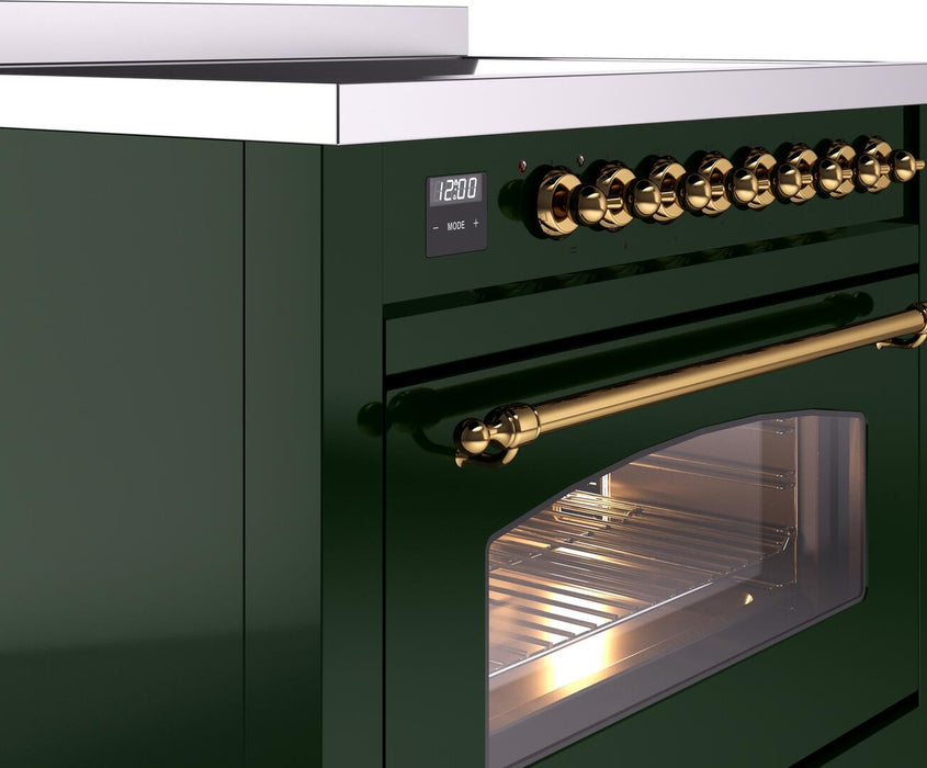 ILVE Nostalgie II 36 " Electric Range, Emerald Green, Brass Trim UPI366NMPEGG