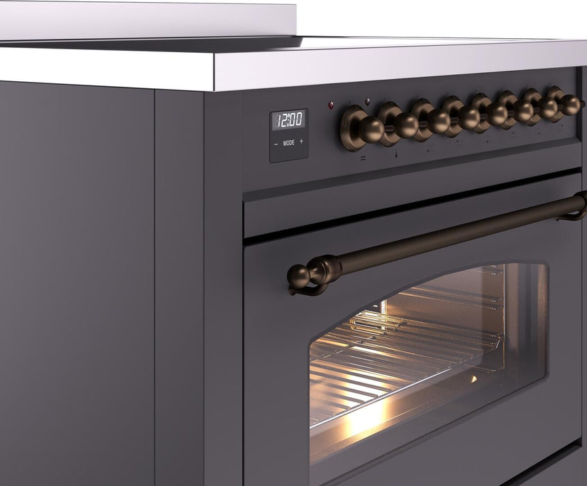 ILVE Nostalgie II 36" Electric Range, Matte Graphite , Bronze Trim UPI366NMPMGB