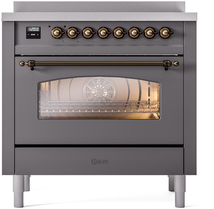ILVE Nostalgie II 36" Electric Range, Matte Graphite , Bronze Trim UPI366NMPMGB