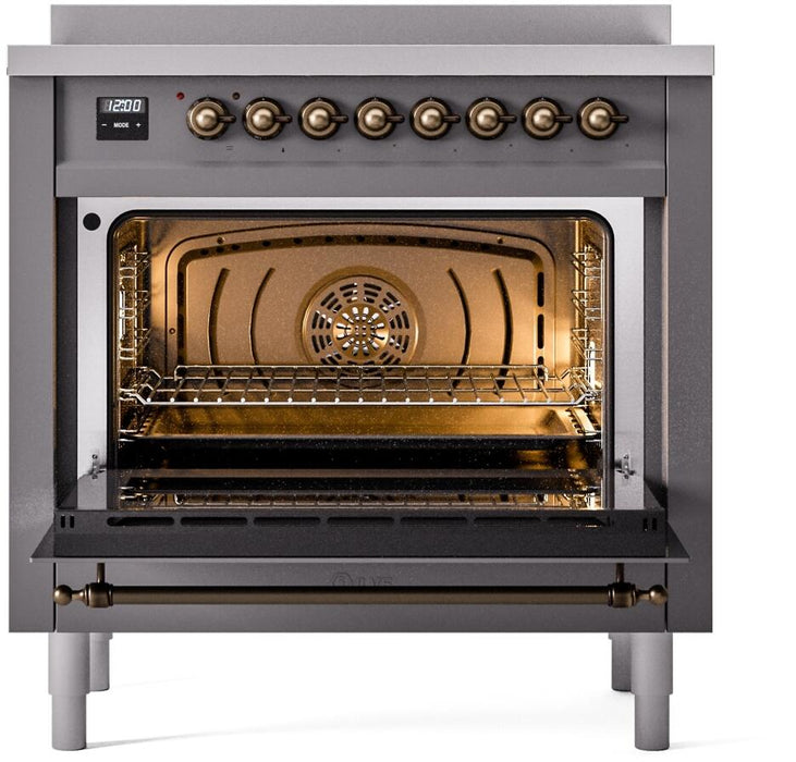 ILVE Nostalgie II 36" Electric Range, Matte Graphite , Bronze Trim UPI366NMPMGB