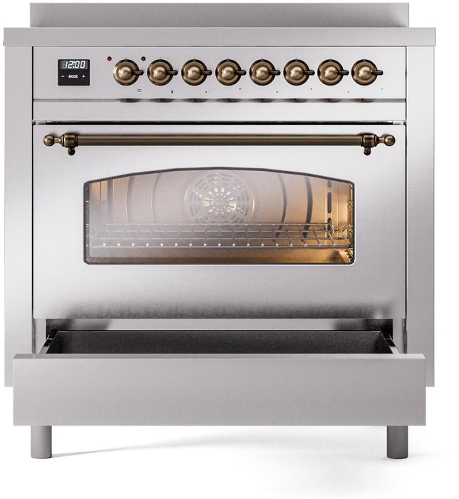 ILVE Nostalgie II 36 " Electric Range, Stainless Steel, Bronze Trim UPI366NMPSSB
