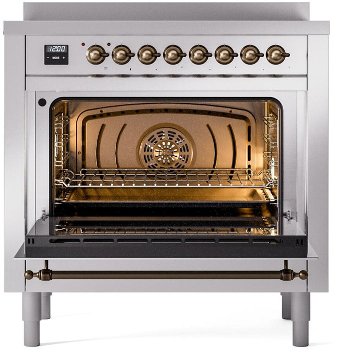 ILVE Nostalgie II 36 " Electric Range, Stainless Steel, Bronze Trim UPI366NMPSSB