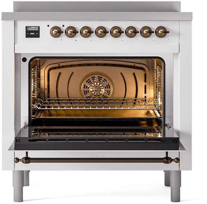 ILVE Nostalgie II 36" Electric Range, White, Bronze Trim UPI366NMPWHB