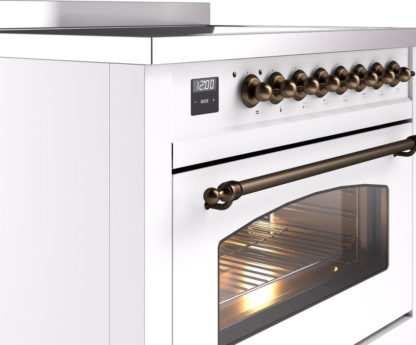 ILVE Nostalgie II 36" Electric Range, White, Bronze Trim UPI366NMPWHB
