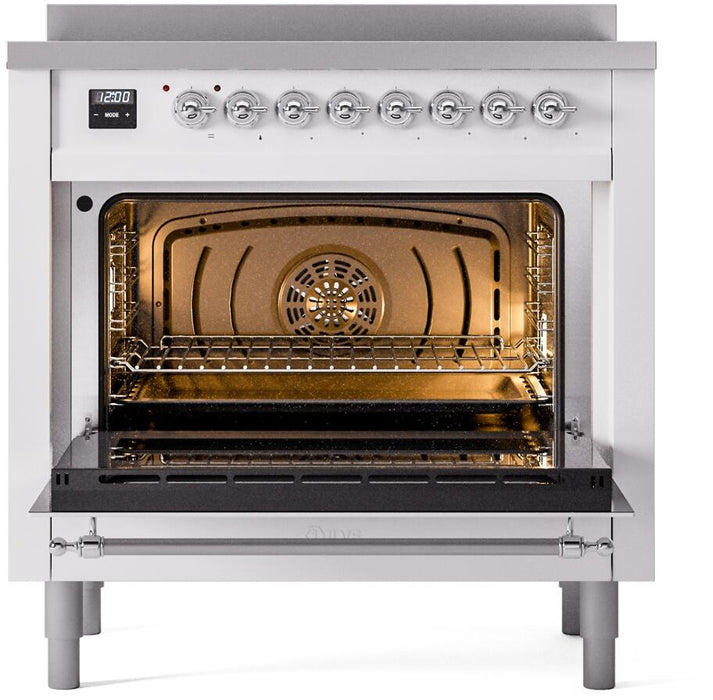 ILVE Nostalgie II 36" Electric Range, White , Chrome Trim UPI366NMPWHC