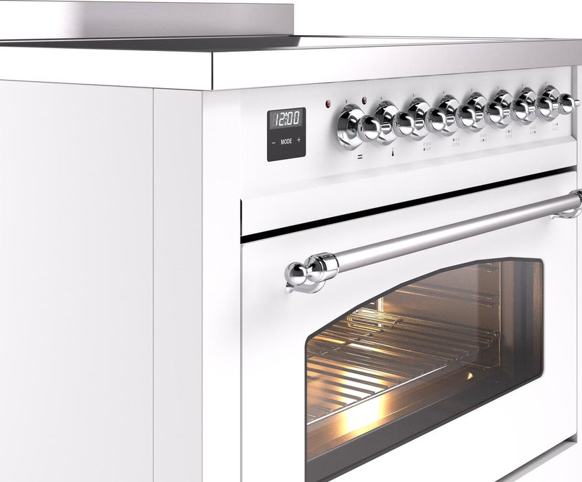 ILVE Nostalgie II 36" Electric Range, White , Chrome Trim UPI366NMPWHC