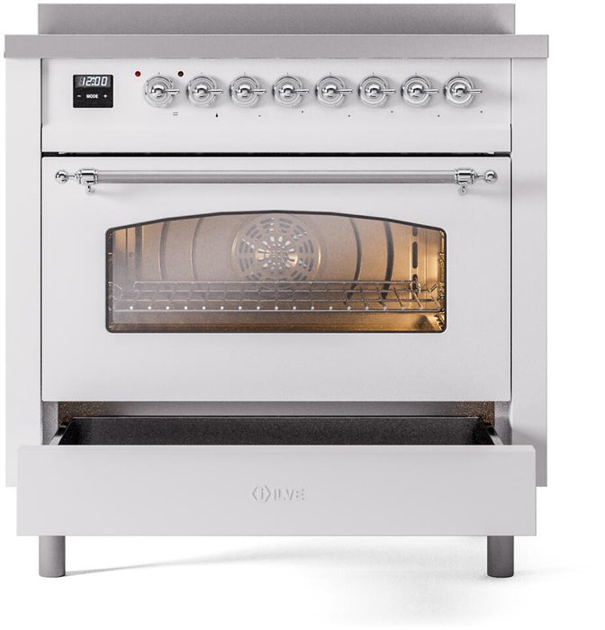 ILVE Nostalgie II 36" Electric Range, White , Chrome Trim UPI366NMPWHC