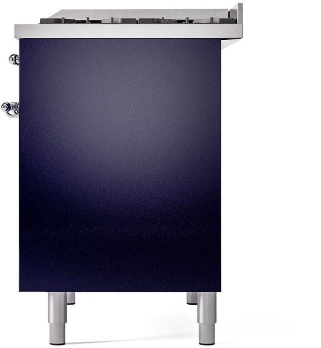 ILVE Nostalgie II 40" Dual Fuel Natural Gas Range, Blue, Chrome Trim UPD40FNMPMBC