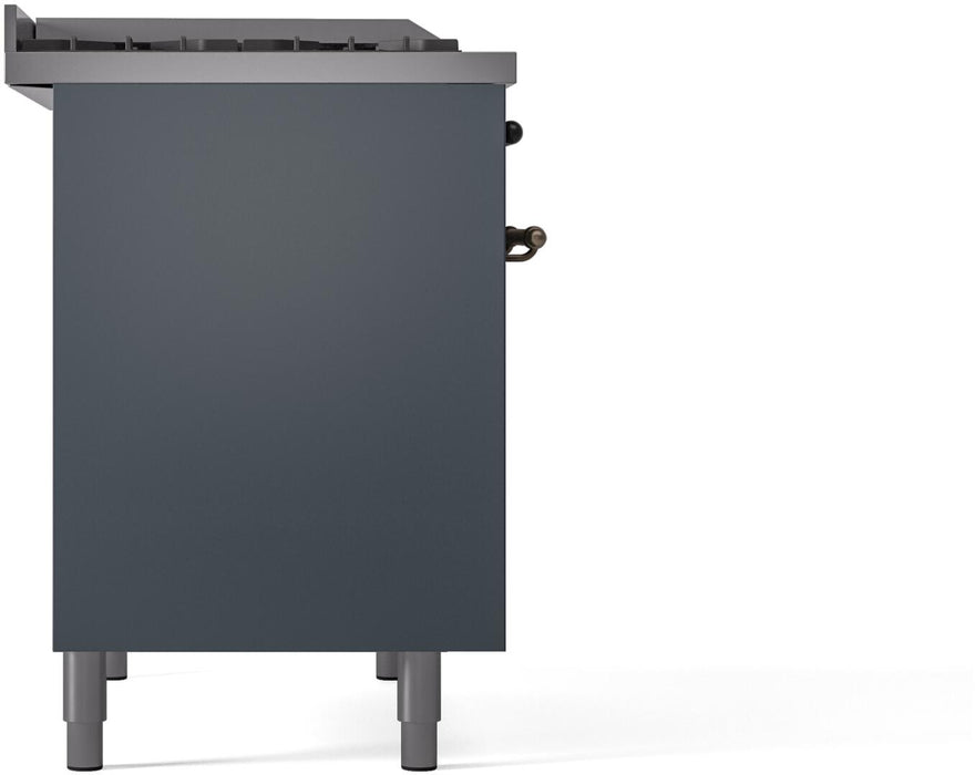 ILVE Nostalgie II 40 " Dual Fuel Natural Gas Range, Blue Grey, Bronze Trim, UPD40FNMPBGB