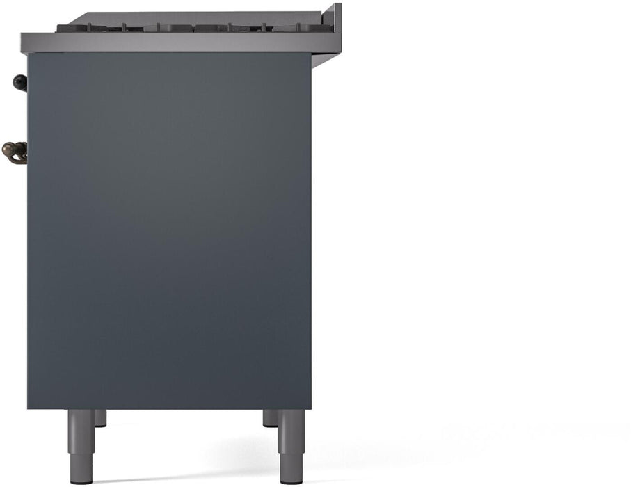 ILVE Nostalgie II 40 " Dual Fuel Natural Gas Range, Blue Grey, Bronze Trim, UPD40FNMPBGB