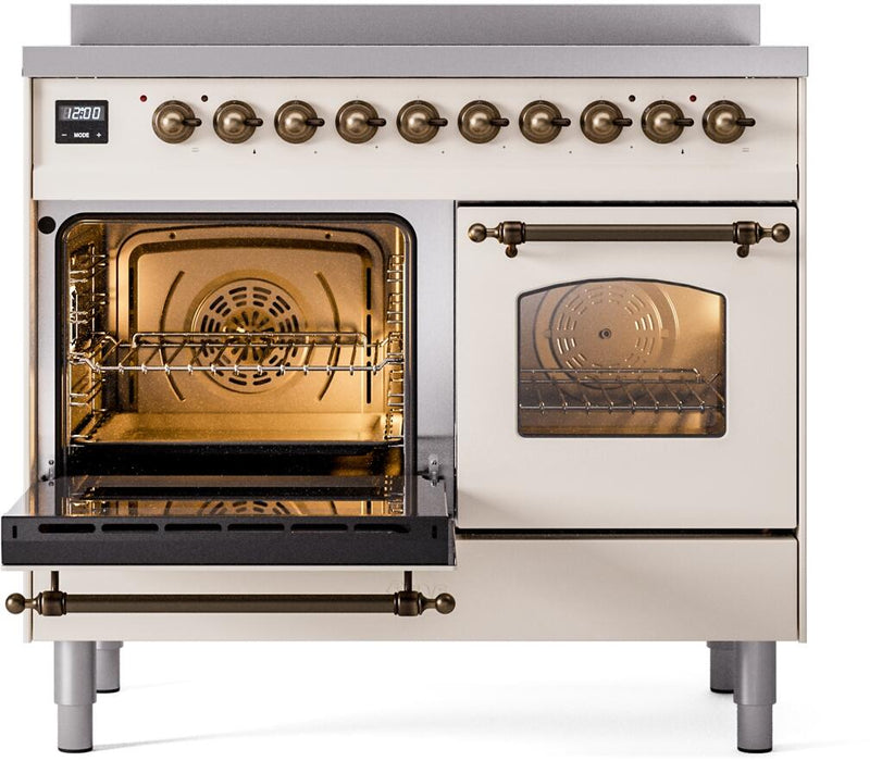 ILVE Nostalgie II 40" Electric Range, Antique White, Bronze Trim UPDI406NMPAWB