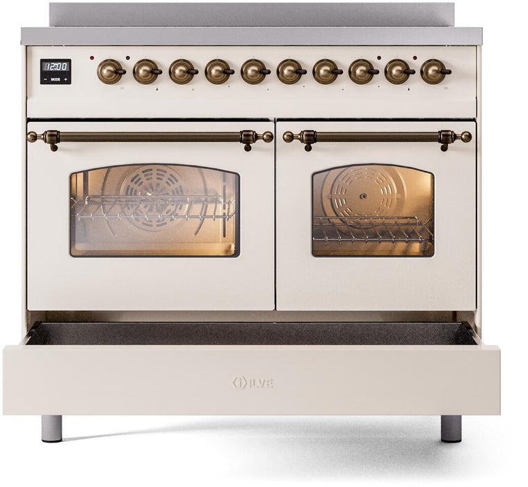 ILVE Nostalgie II 40" Electric Range, Antique White, Bronze Trim UPDI406NMPAWB