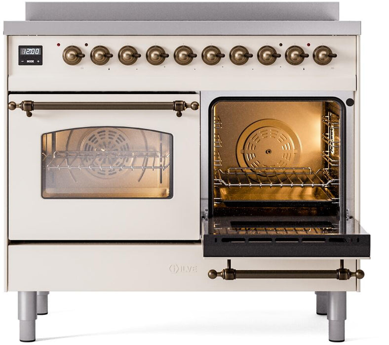 ILVE Nostalgie II 40" Electric Range, Antique White, Bronze Trim UPDI406NMPAWB