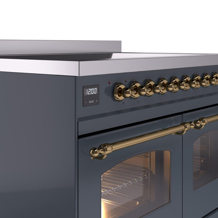ILVE Nostalgie II 40" Electric Range ,Blue Grey, Brass Trim UPDI406NMPBGG