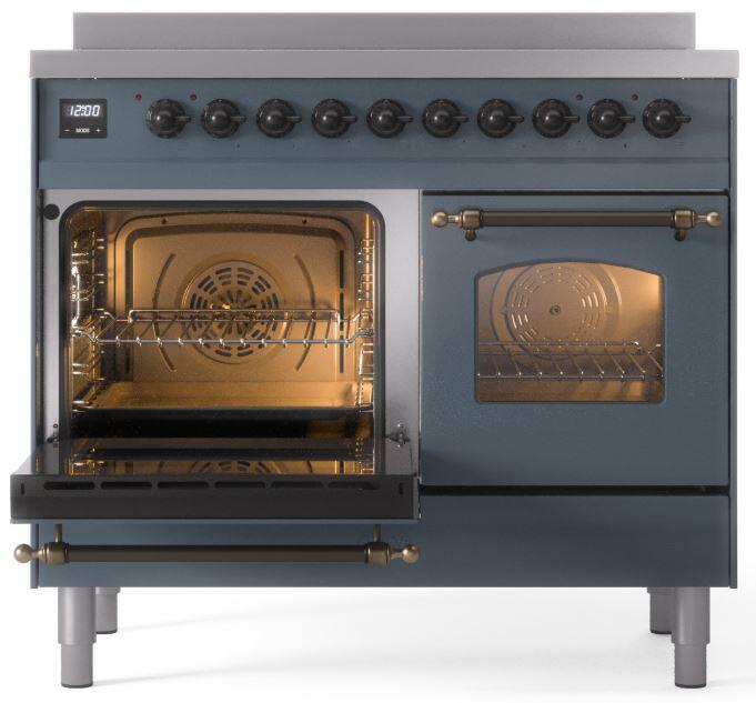 ILVE Nostalgie II 40" Electric Range ,Blue Grey, Bronze Trim UPDI406NMPBGB
