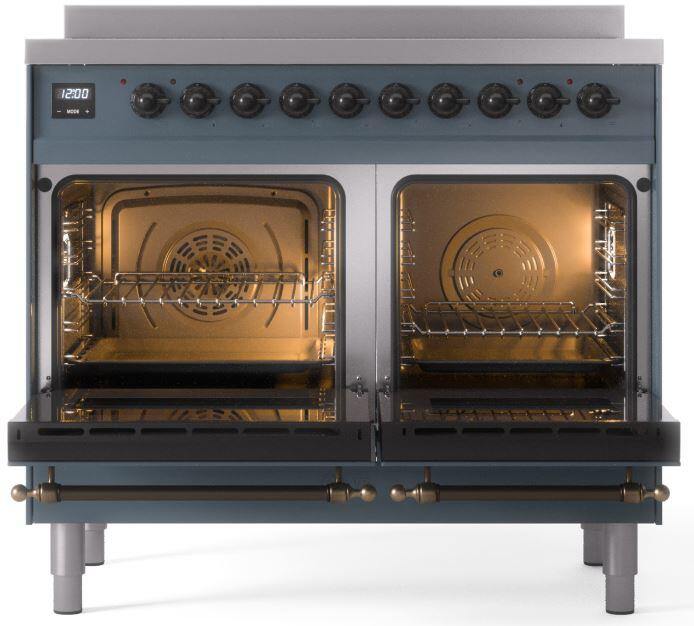 ILVE Nostalgie II 40" Electric Range ,Blue Grey, Bronze Trim UPDI406NMPBGB