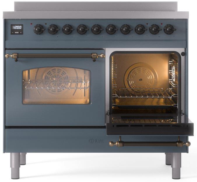 ILVE Nostalgie II 40" Electric Range ,Blue Grey, Bronze Trim UPDI406NMPBGB