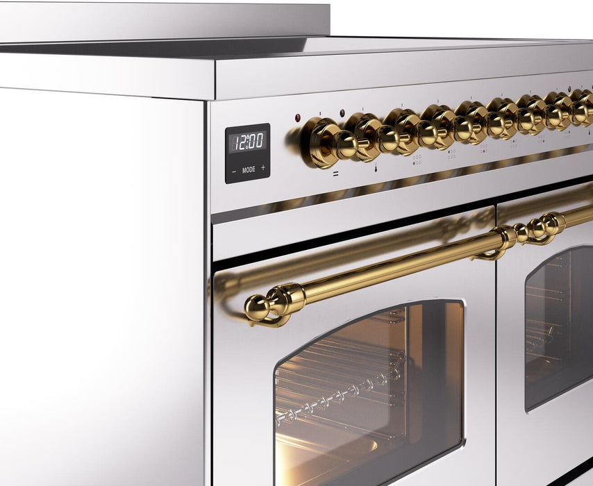 ILVE Nostalgie II 40" Electric Range, Stainless Steel, Brass Trim UPDI406NMPSSG