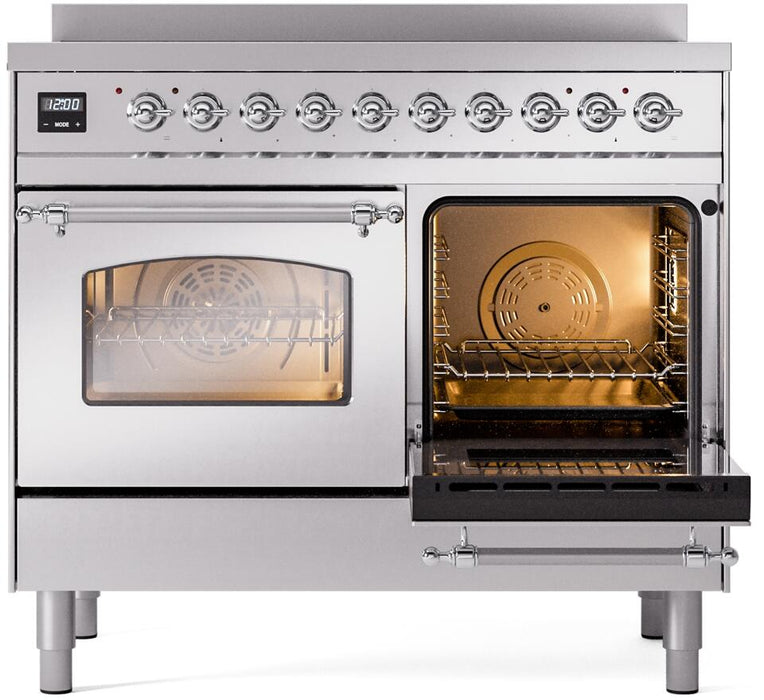ILVE Nostalgie II 40" Electric Range, Stainless Steel, Chrome Trim UPDI406NMPSSC