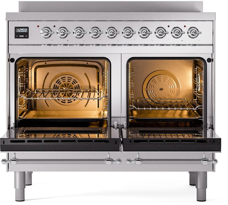 ILVE Nostalgie II 40" Electric Range, Stainless Steel, Chrome Trim UPDI406NMPSSC