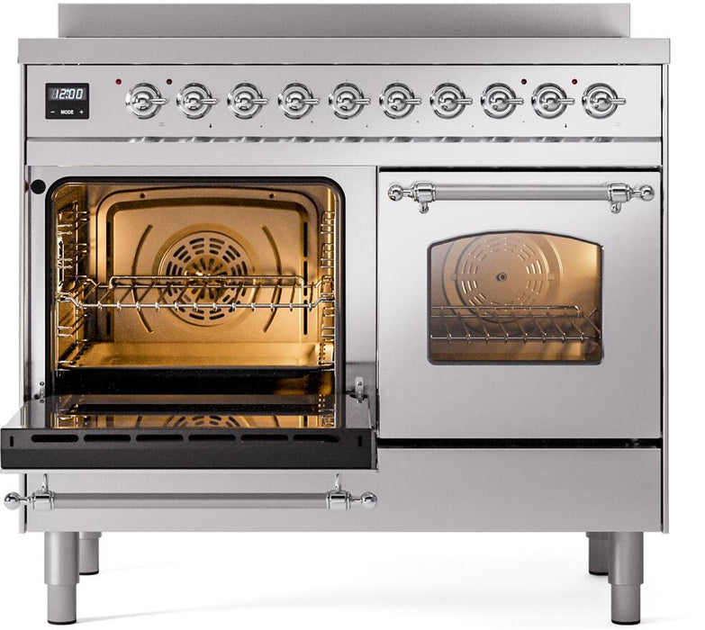 ILVE Nostalgie II 40" Electric Range, Stainless Steel, Chrome Trim UPDI406NMPSSC