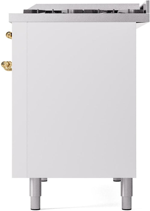 ILVE Nostalgie II 48" Dual Fuel Liquid Propane Range, White, Brass Trim ILVE UP48FNMPWHGLP