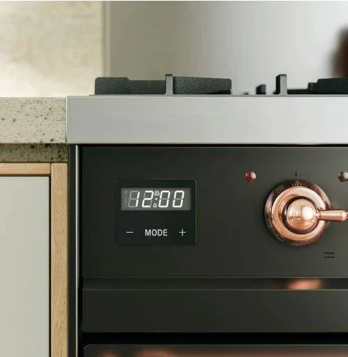 ILVE Nostalgie II 48" Dual Fuel Natural Gas Range, Blue Grey, Bronze Trim UP48FNMPBGB