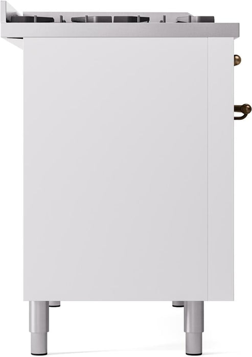 ILVE Nostalgie II 48" Dual Fuel Natural Gas Range, White, Bronze Trim UP48FNMPWHB