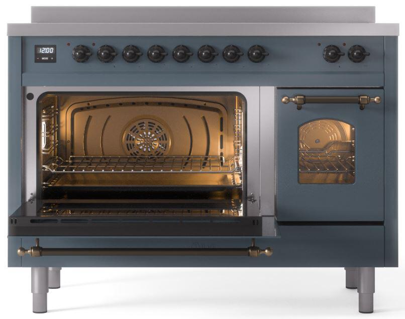 ILVE Nostalgie II 48 " Electric Range, Blue Grey, Bronze Trim UPI486NMPBGB