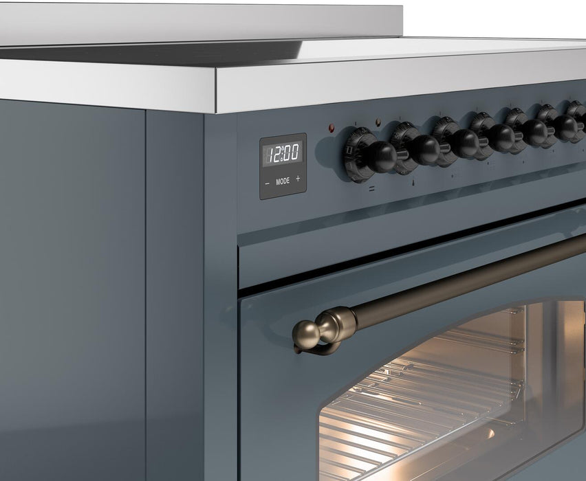 ILVE Nostalgie II 48 " Electric Range, Blue Grey, Bronze Trim UPI486NMPBGB