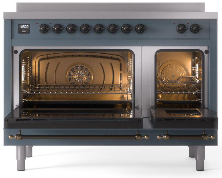 ILVE Nostalgie II 48 " Electric Range, Blue Grey, Bronze Trim UPI486NMPBGB