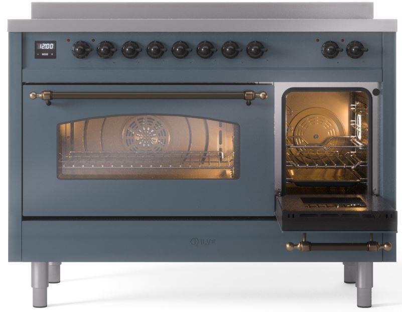 ILVE Nostalgie II 48 " Electric Range, Blue Grey, Bronze Trim UPI486NMPBGB
