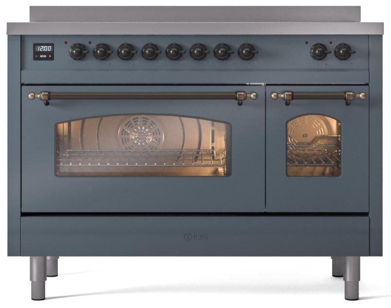 ILVE Nostalgie II 48 " Electric Range, Blue Grey, Bronze Trim UPI486NMPBGB