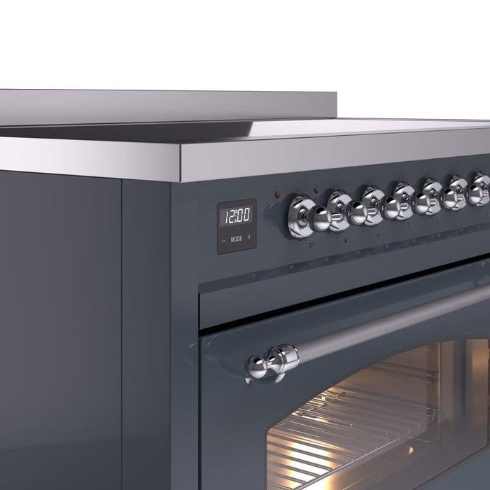 ILVE Nostalgie II 48 " Electric Range, Blue Grey, Chrome Trim UPI486NMPBGC