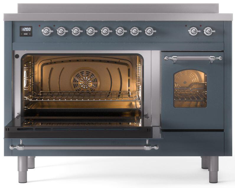ILVE Nostalgie II 48 " Electric Range, Blue Grey, Chrome Trim UPI486NMPBGC