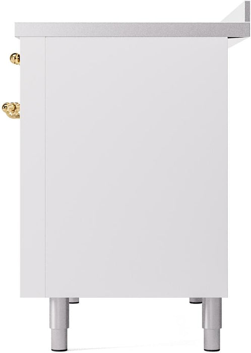 ILVE Nostalgie II 48" Electric Range, White, Brass Trim UPI486NMPWHG