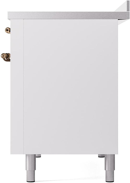 ILVE Nostalgie II 48" Electric Range, White, Bronze Trim UPI486NMPWHB