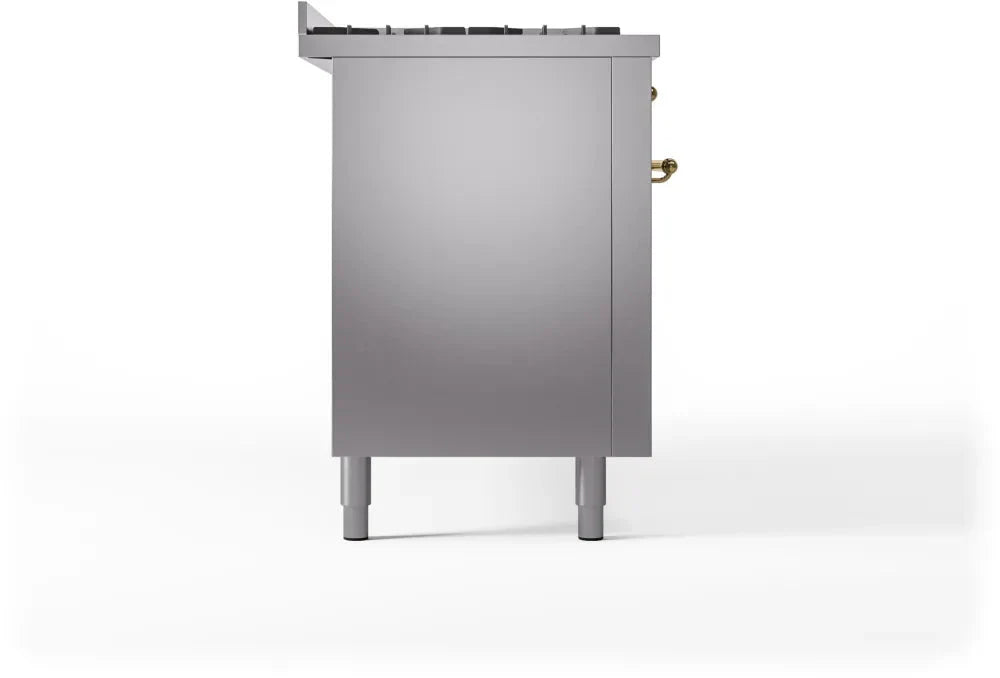 ILVE Nostalgie II 60" Dual Fuel Natural Gas Range, Stainless Steel, Brass Trim UP60FNMPSSG