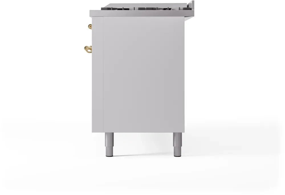 ILVE Nostalgie II 60" Dual Fuel Liquid Propane Range, White, Brass Trim UP60FNMPWHGLP