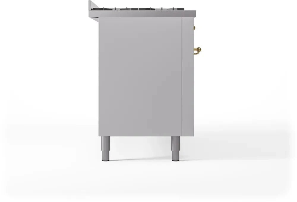 ILVE Nostalgie II 60" Dual Fuel Natural Gas Range, White, Brass Trim UP60FNMPWHG