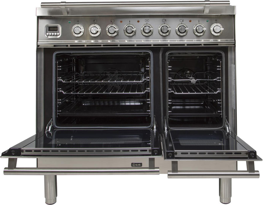 ILVE Professional Plus 36" Dual Fuel Gas Range, Stainless Steel, Chrome Trim‎ UPDW90FDMPI