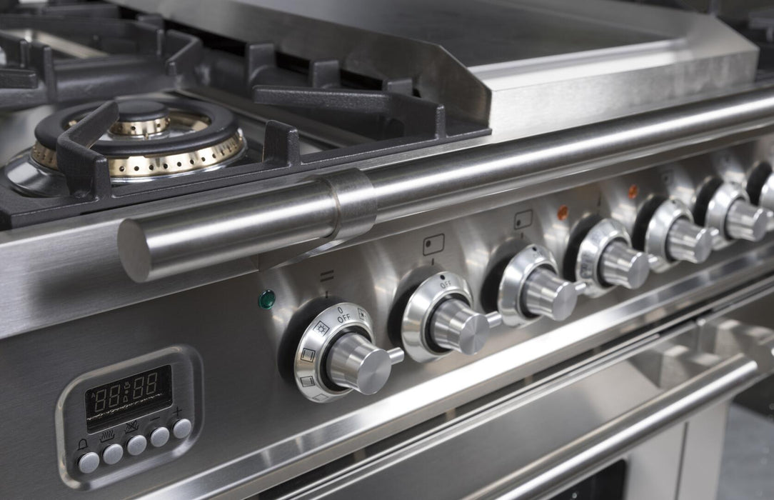 ILVE Professional Plus 36" Dual Fuel Gas Range, Stainless Steel, Chrome Trim‎ UPDW90FDMPI