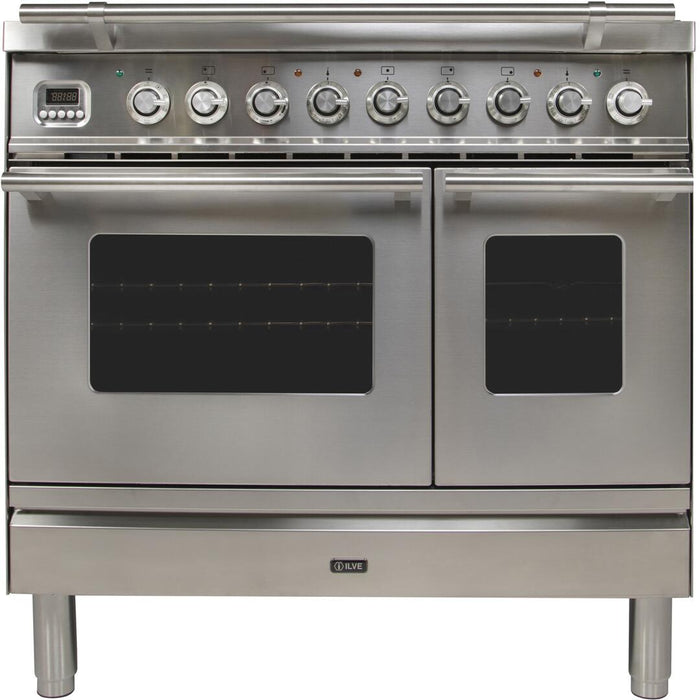 ILVE Professional Plus 36" Dual Fuel Gas Range, Stainless Steel, Chrome Trim‎ UPDW90FDMPI