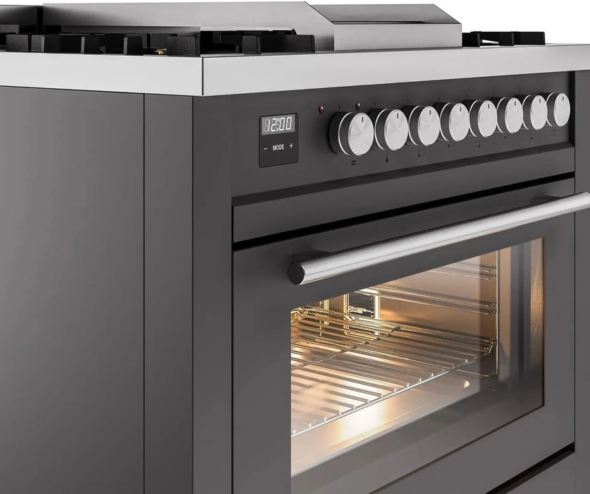 ILVE Professional Plus II 36" Dual Fuel Range in Matte Graphite UP36FWMPMG